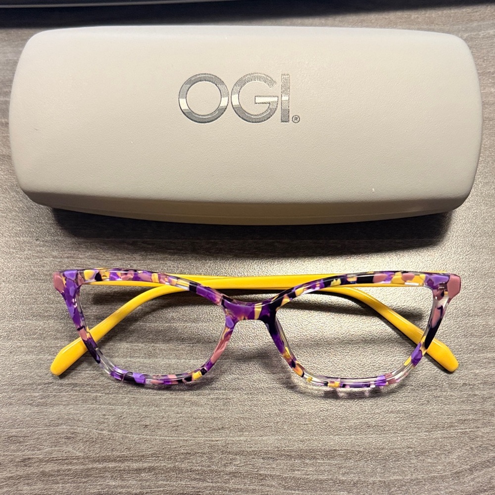 Ogi Indeed Women's Vibrant Purple and Yellow Glasses